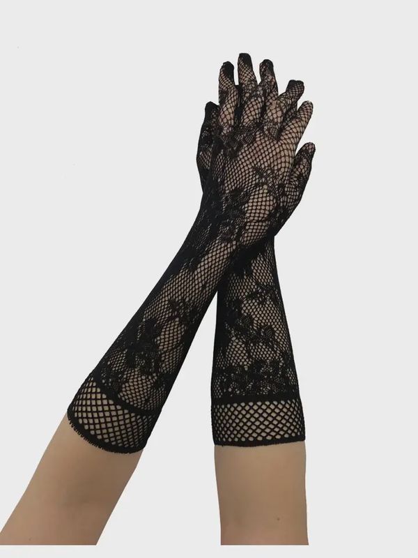 Fishnet Floral Gloves