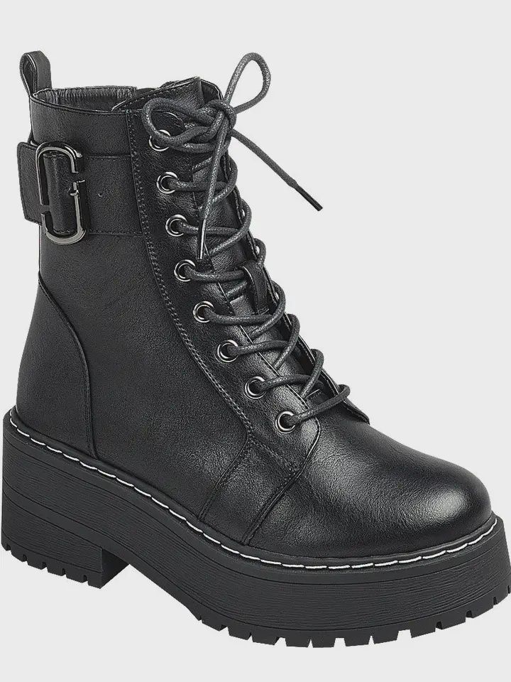Forever MAXIMAL-18 Women Chunky Platform Combat Booties