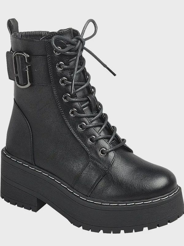 Forever MAXIMAL-18 Women Chunky Platform Combat Booties