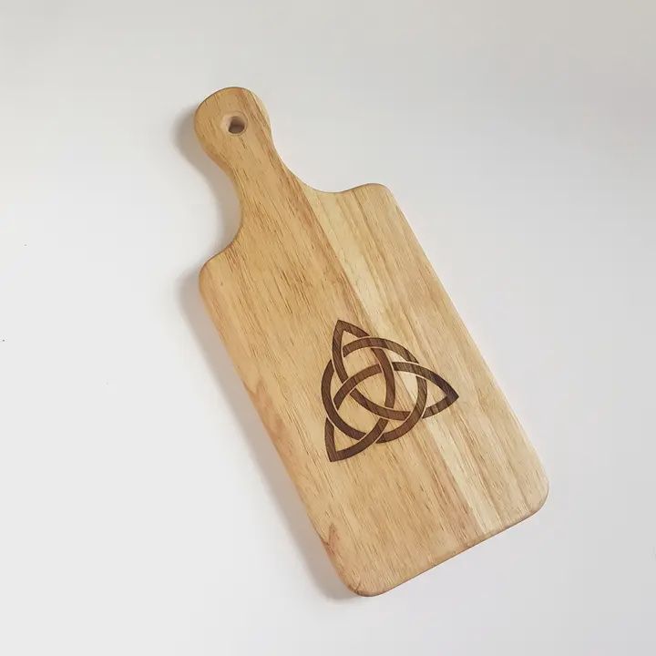 Trinity Knot Wooden Cutting Board With Handle 13&quot; x 5.5