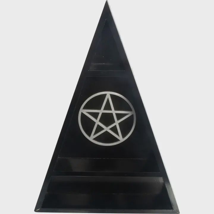 Wood Altar Shelf - Moon Phases w/ Pentacle