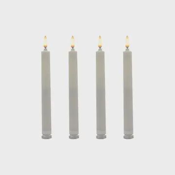 Battery Operated Taper Candles | Bullet Flame (white)  Set of 4