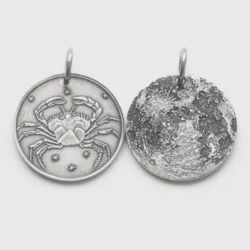 Zodiac Moon Silver Charm | Cancer