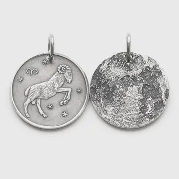 Zodiac Moon SIlver Charm | Aries