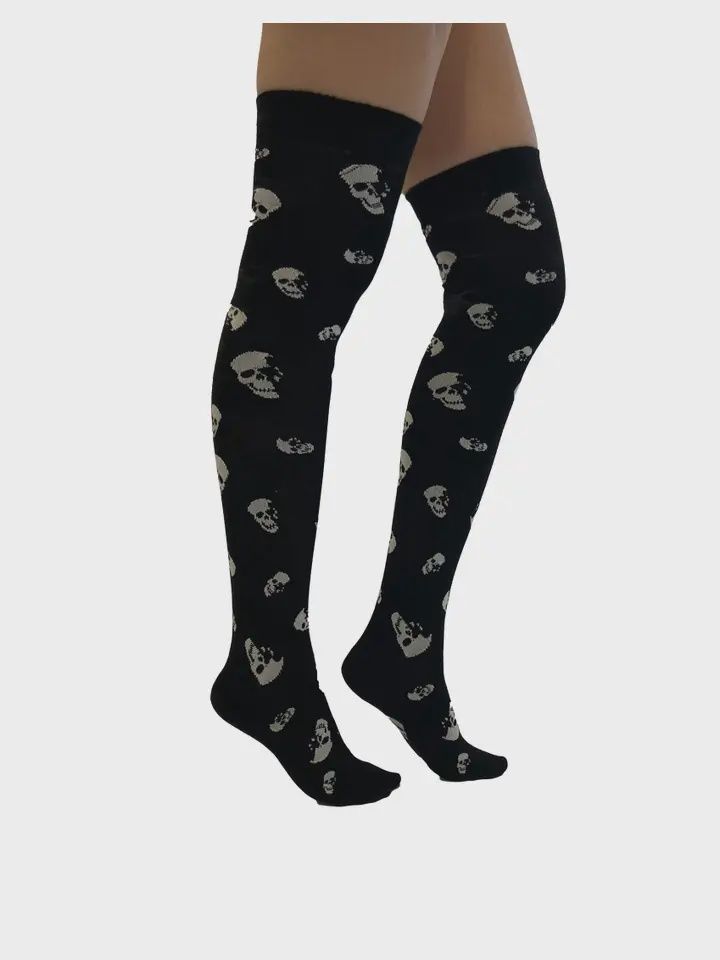 All Over Skulls Over the Knee Sock