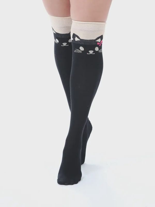 Cat Over the Knee Socks with Tail
