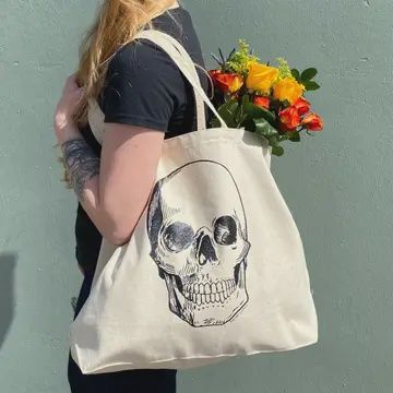 Skull Canvas Tote Bag
