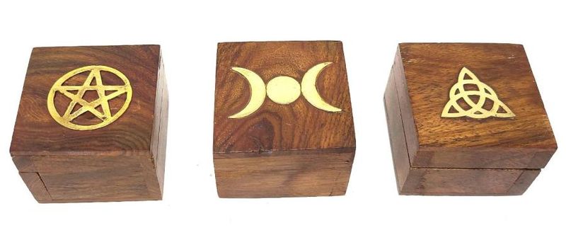 Small Brass Cross Inlaid Box
