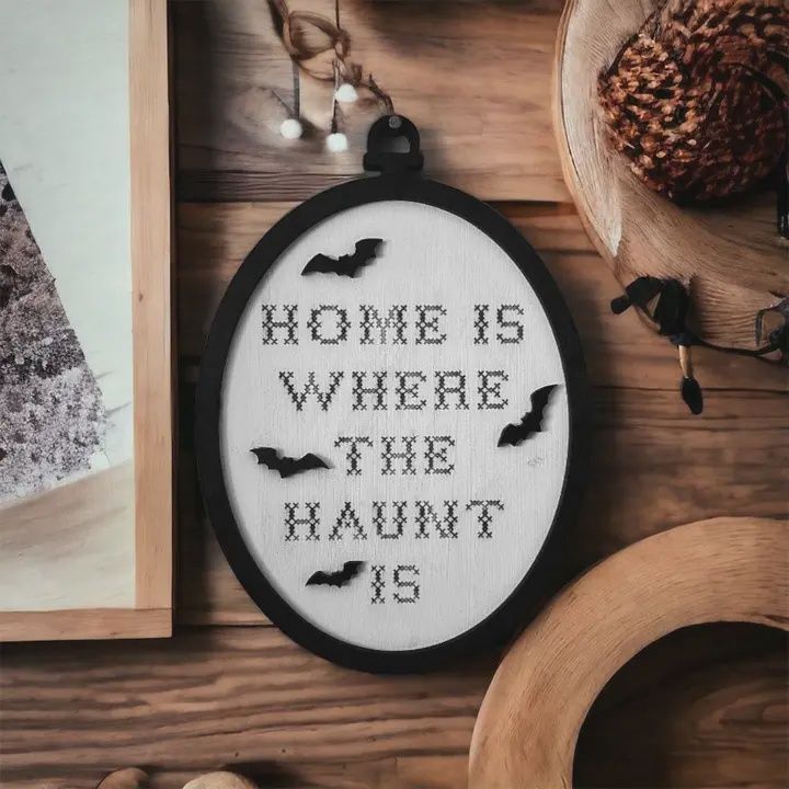 Halloween Haunt Décor: Laser-Engraved Faux Cross Stitch Wall