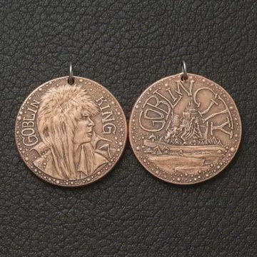 Labyrinth | Goblin King &amp; Coblin City Copper Charm Blk 30&quot; Chain