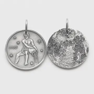 Zodiac Moon Silver Charm | Aquarius