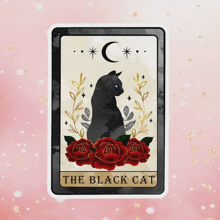 Black Cat Tarot Card Sticker