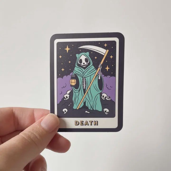 Death Tarot Raccoon Die Cut Sticker