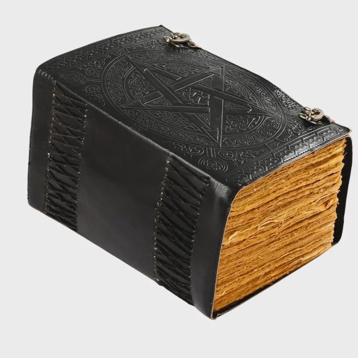 1000 Pages Large Black Pentagram Embossed Leather Journal