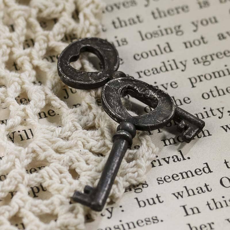 1-3/8" Vintage Look Heart Skeleton Keys (Pack of 2 keys)