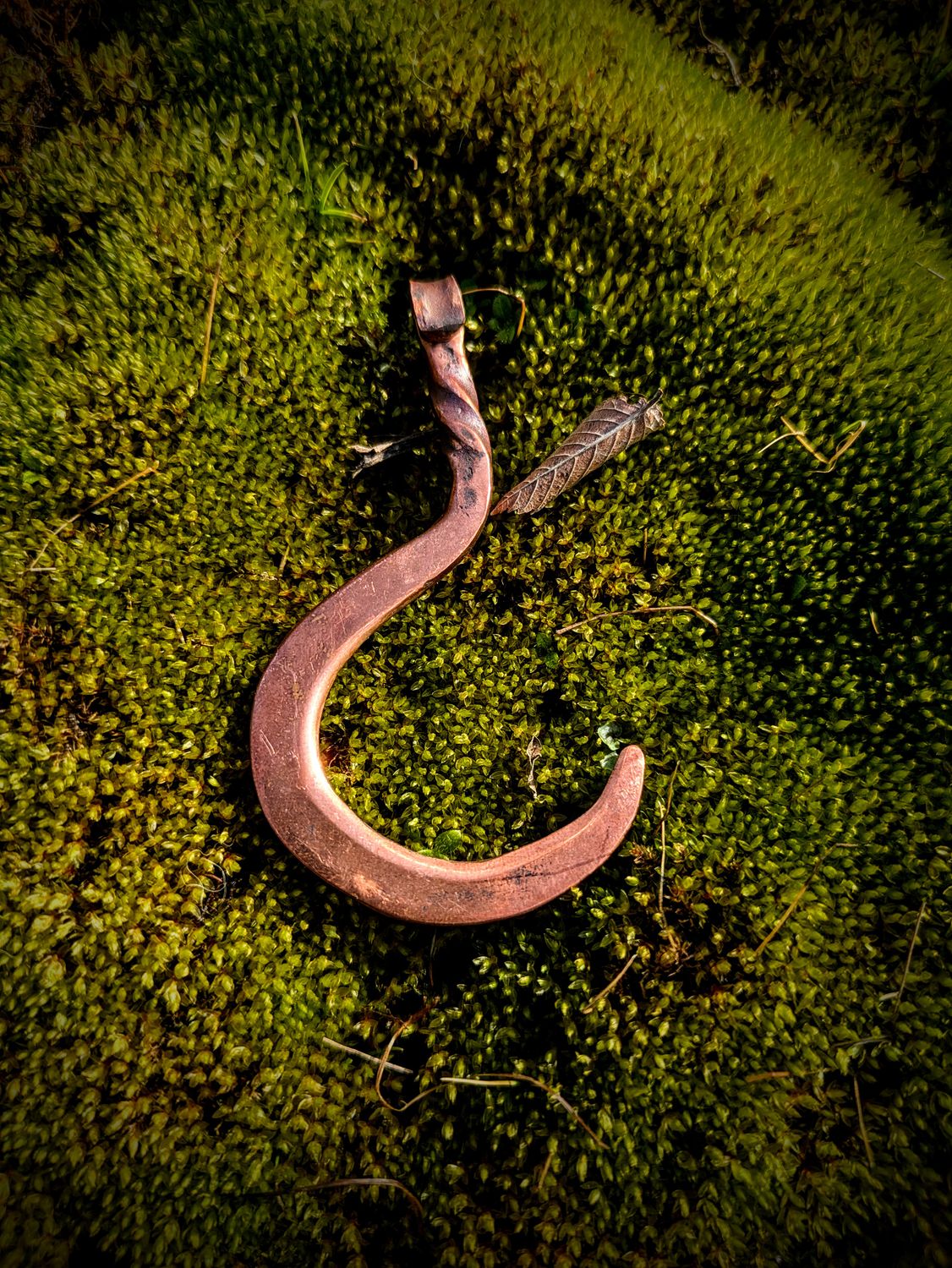 Copper sickle pendant