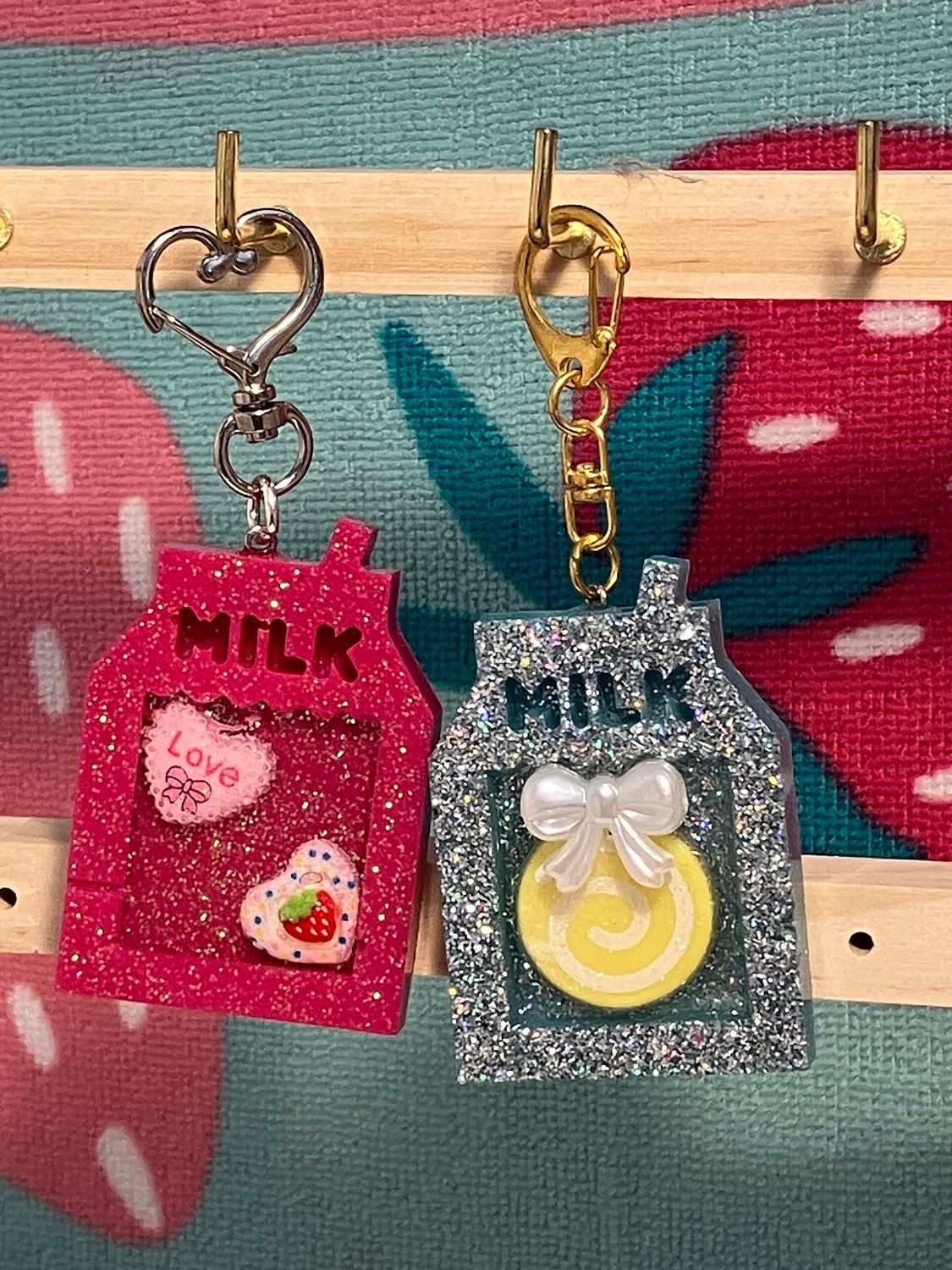 Resin Milk Keychain, Backpack Charm.