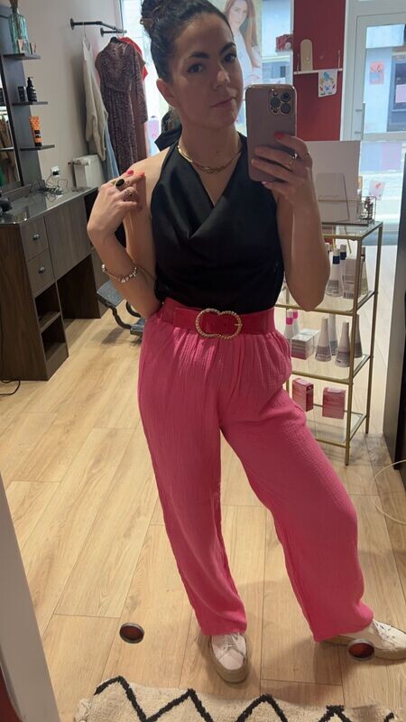 Pantalon Rose Gaz de coton