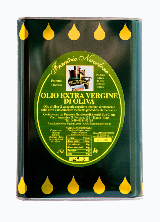 OLIO EXTRAVERGINE DI OLIVE TAGGIASCHE LATTINA DA 3 L.