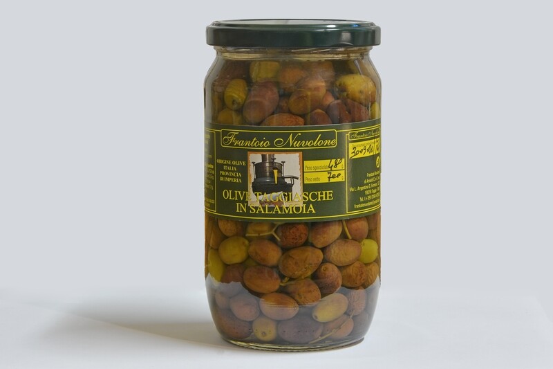 OLIVE TAGGIASCHE IN SALAMOIA CONFEZIONE DA 500 GR. IN VASETTO