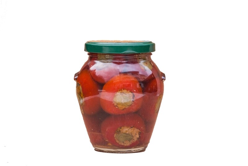 PEPERONCINI SOTT'OLIO RIPIENI CON ACCIUGHE E CAPPERI CONFEZIONE DA 290 GR. IN VASETTO