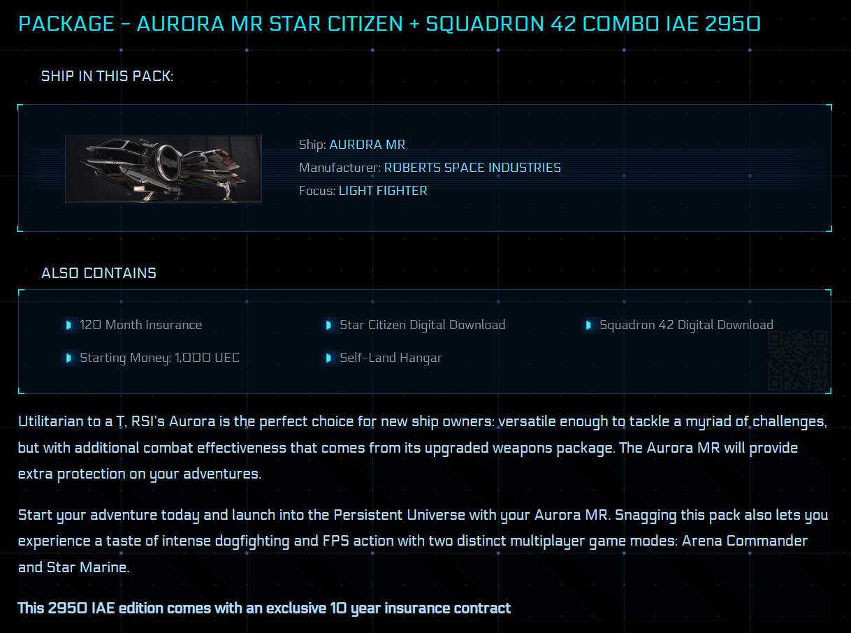 Aurora MR Star Citizen + Squadron 42 Combo IAE 2950