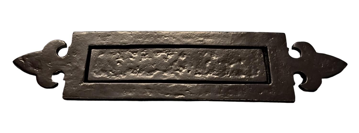 Antique Black Fleur de Lys Letter Plate 