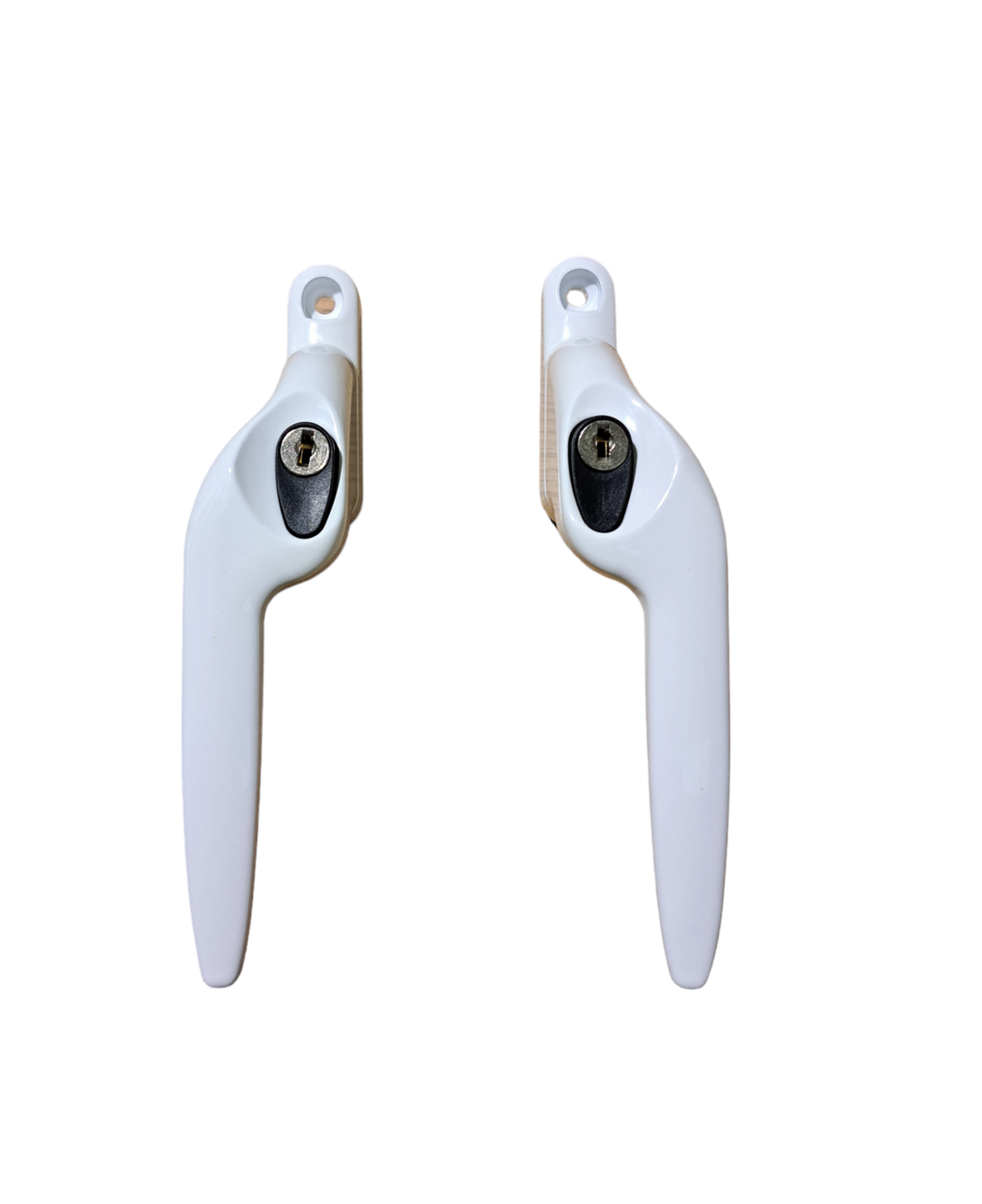 White 15mm Non Locking Espag Handle ( Black Button )