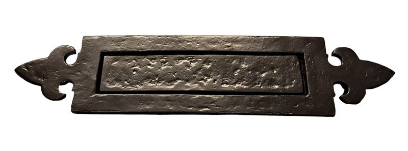 Antique Black Fleur de Lys Letter Plate 