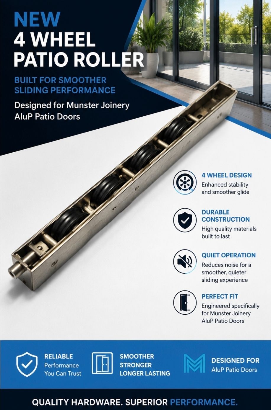 Munster Joinery AluP Heavy Duty Rollers ( Pair ) New Improved 4 Roller