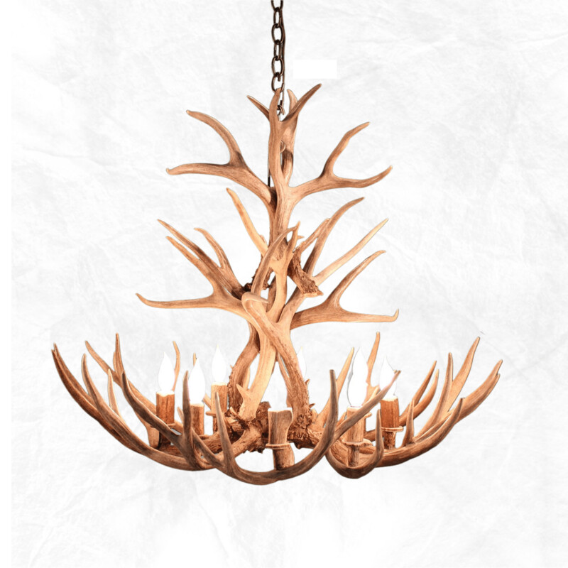 The Reagan 8 Light Tall Mule Deer Antler Chandelier