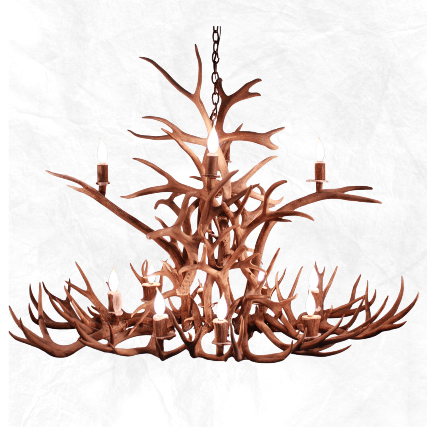 12 Light Flared Elk & Mule Deer Elongated Antler Chandelier