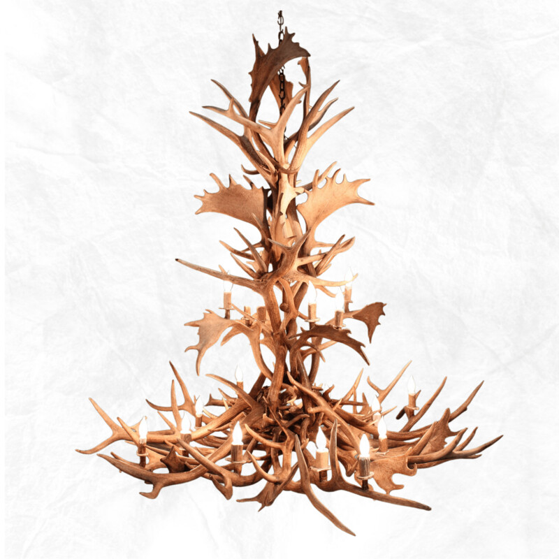 18 Light Tall Elk & Fallow Antler Chandelier