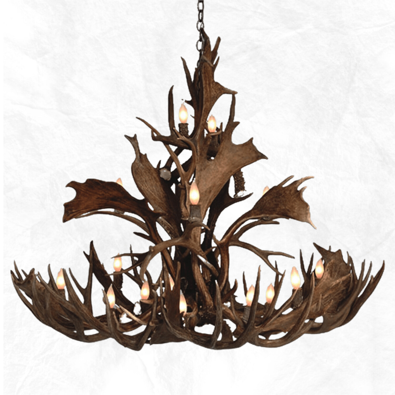14 Light Small Mule/Fallow Cascading Antler Chandelier