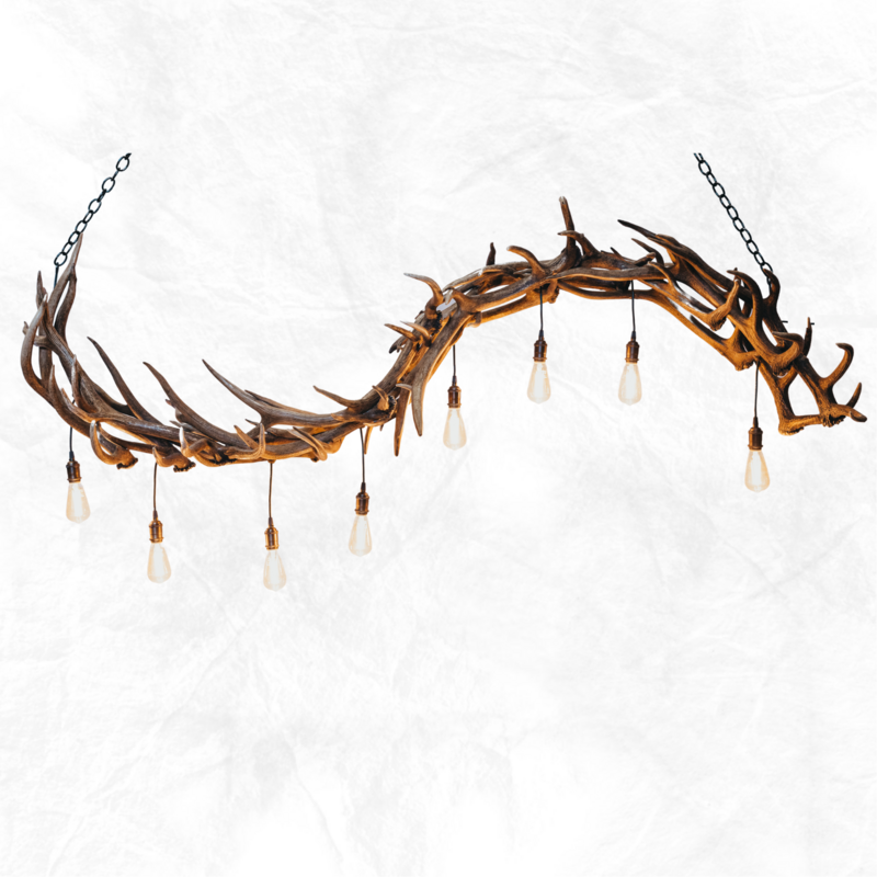 The Wave 8 Light Linear Elk Antler Chandelier