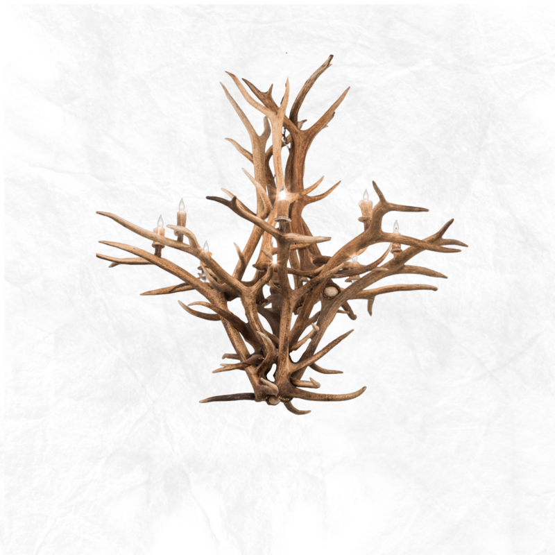 8 Light Inverted Elk Antler Chandelier