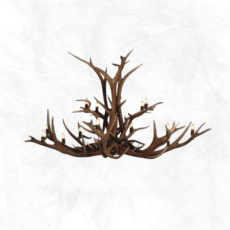 16 Light Double Tier Elk Antler Chandelier