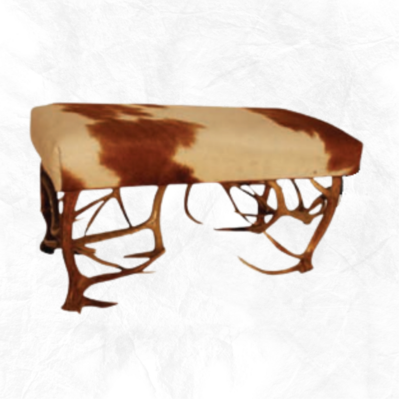Antler Bench w/Cowhide