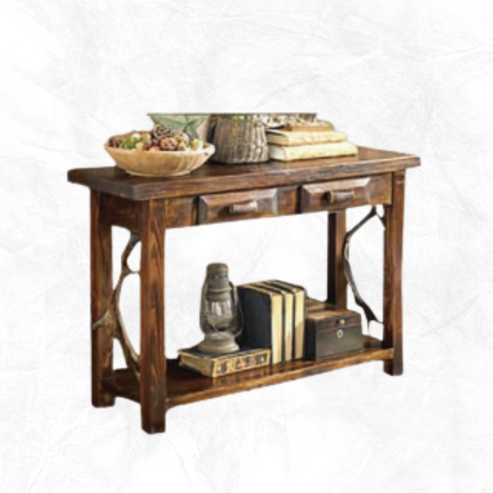 Pine Sofa Table with Antler Handles