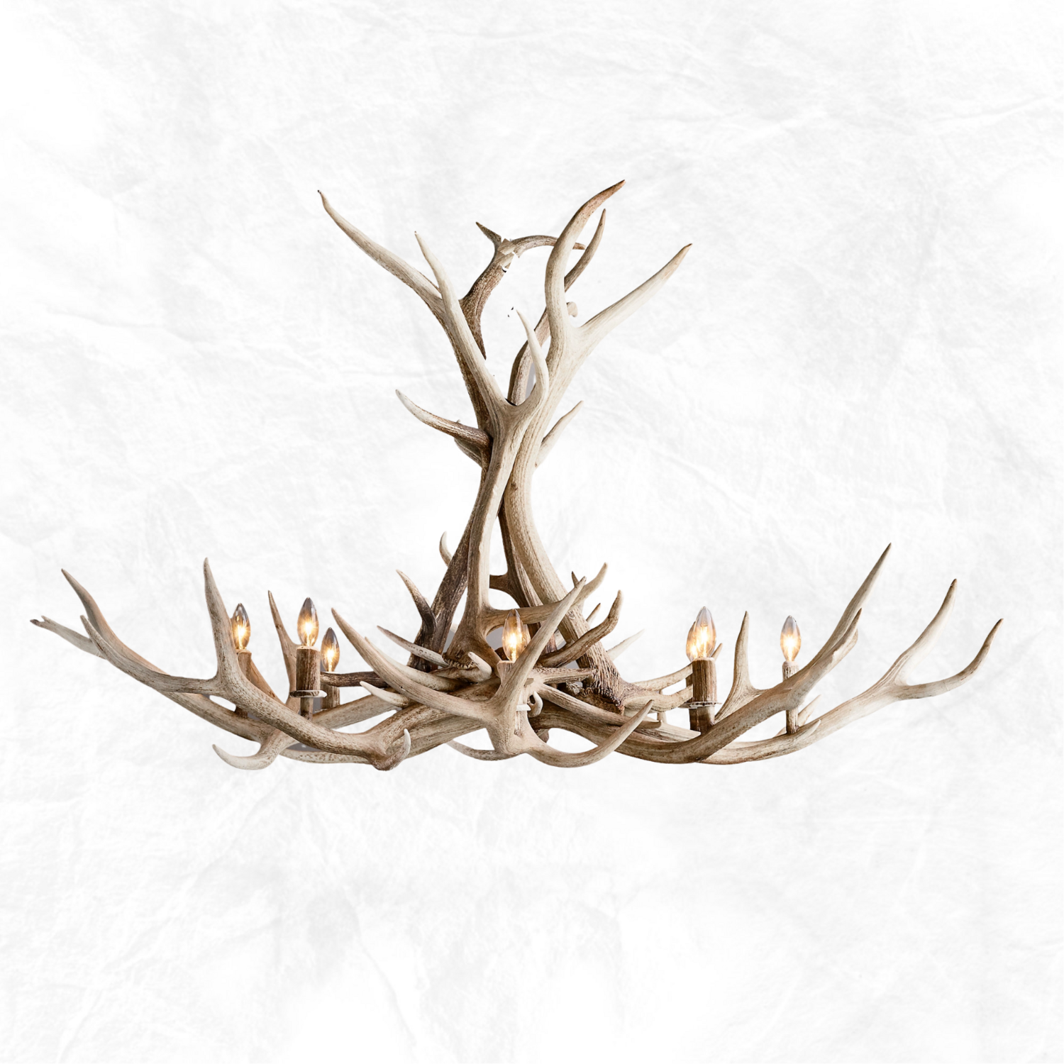 The Denali- 12 Light Elk Antler Chandelier Sun Bleached Finish