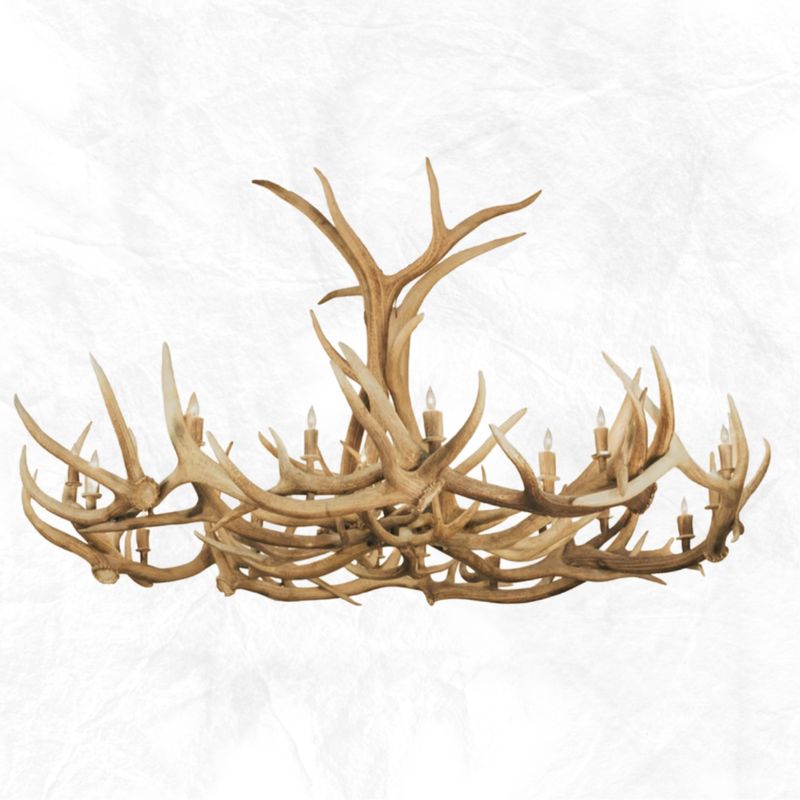 The Denali- 12 Light Elk Antler Chandelier Sun Bleached Finish