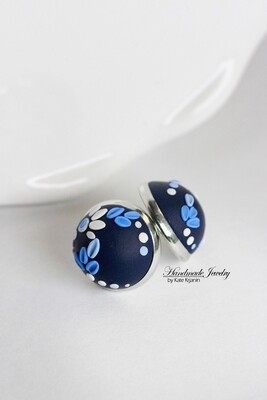 Blue Round Earrings