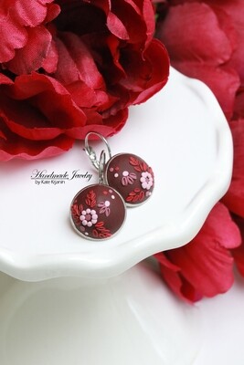 Red Round Earrings