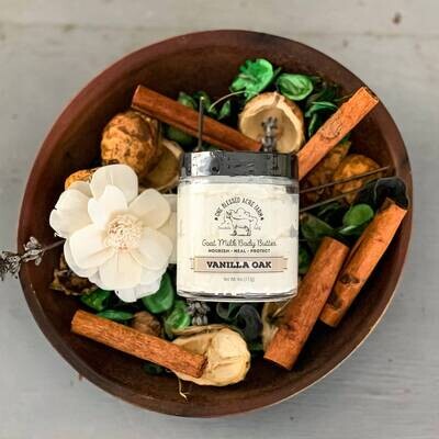 Vanilla Oak, Goat Milk Body Butter, Natural, Nourishing, Moisturizing, Handmade, Ezcema, Dry Skin Relief Vanilla Oak, Goat Milk Body Butter, Natural, Nourishing, Moisturizing, Handmade, Ezcema, Dry Skin Relief