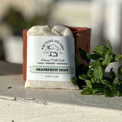 Grapefruit Mint Artisan Milk Bath, Moisturizing & Handmade organic herbal bath soak in a bag