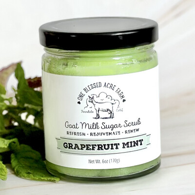 Grapefruit Mint Emulsified Sugar Scrub with Goat Milk, Exfoliating Scrub