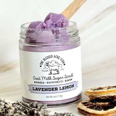 Lavender Lemon Emulsified Sugar Scrub with Goat Milk, Exfoliating Scrub