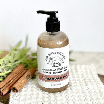Cinnamon & Sage Goat Milk Liquid Soap for Hand and Body