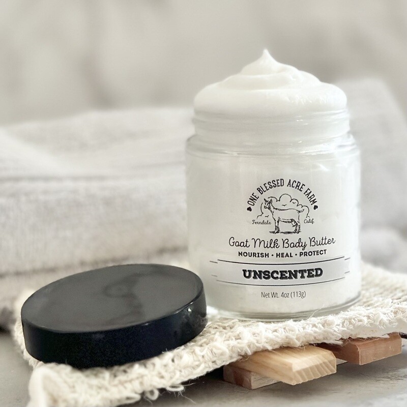 Unscented Goat Milk Body Butter, Natural, Nourishing, Moisturizing