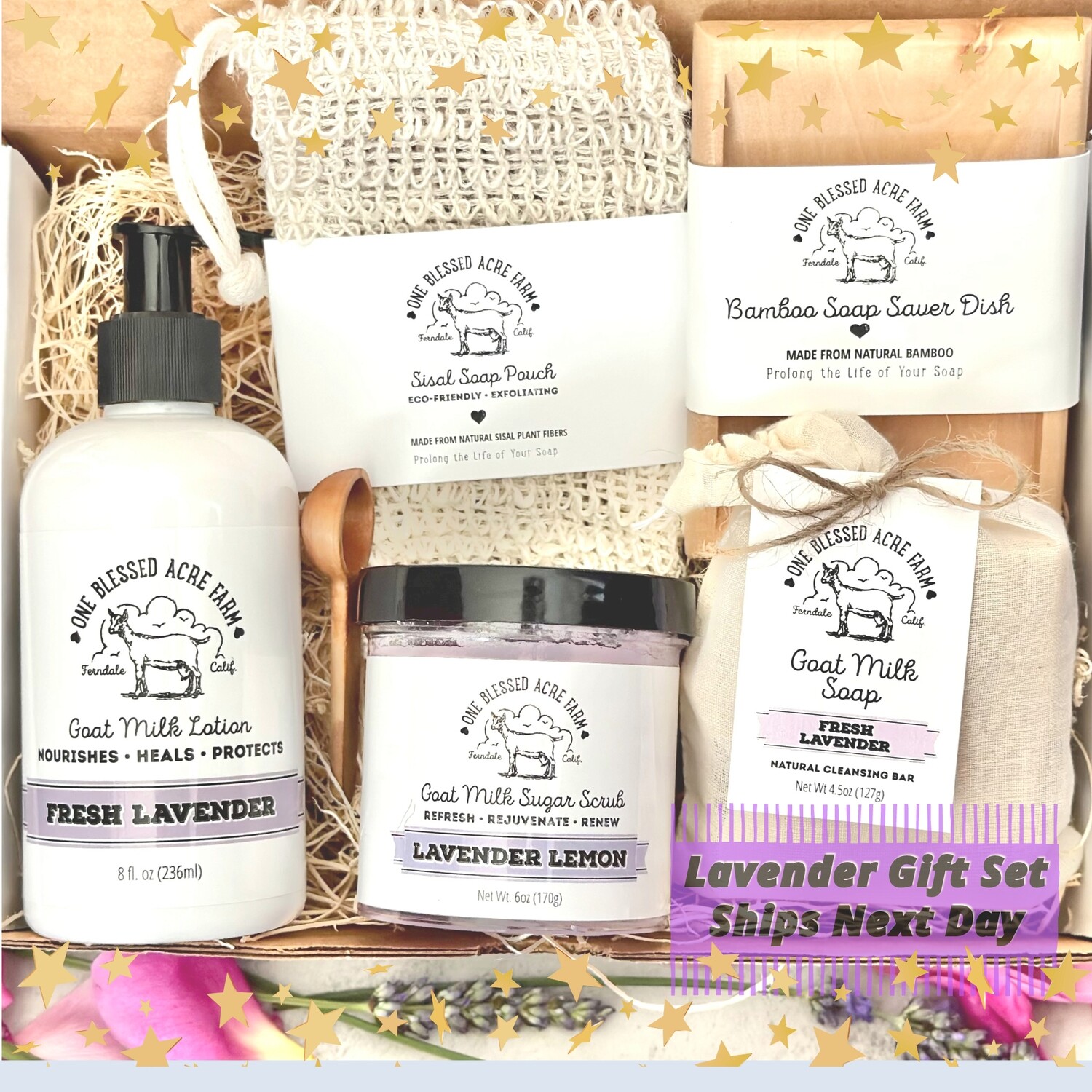 Lavender Gift Set Soap Personalized Lotion Gift Set Lavender Sugar Scrub Gift Set Bath Spa Gift Set Care Package Soap Gift Box Lavender Gift